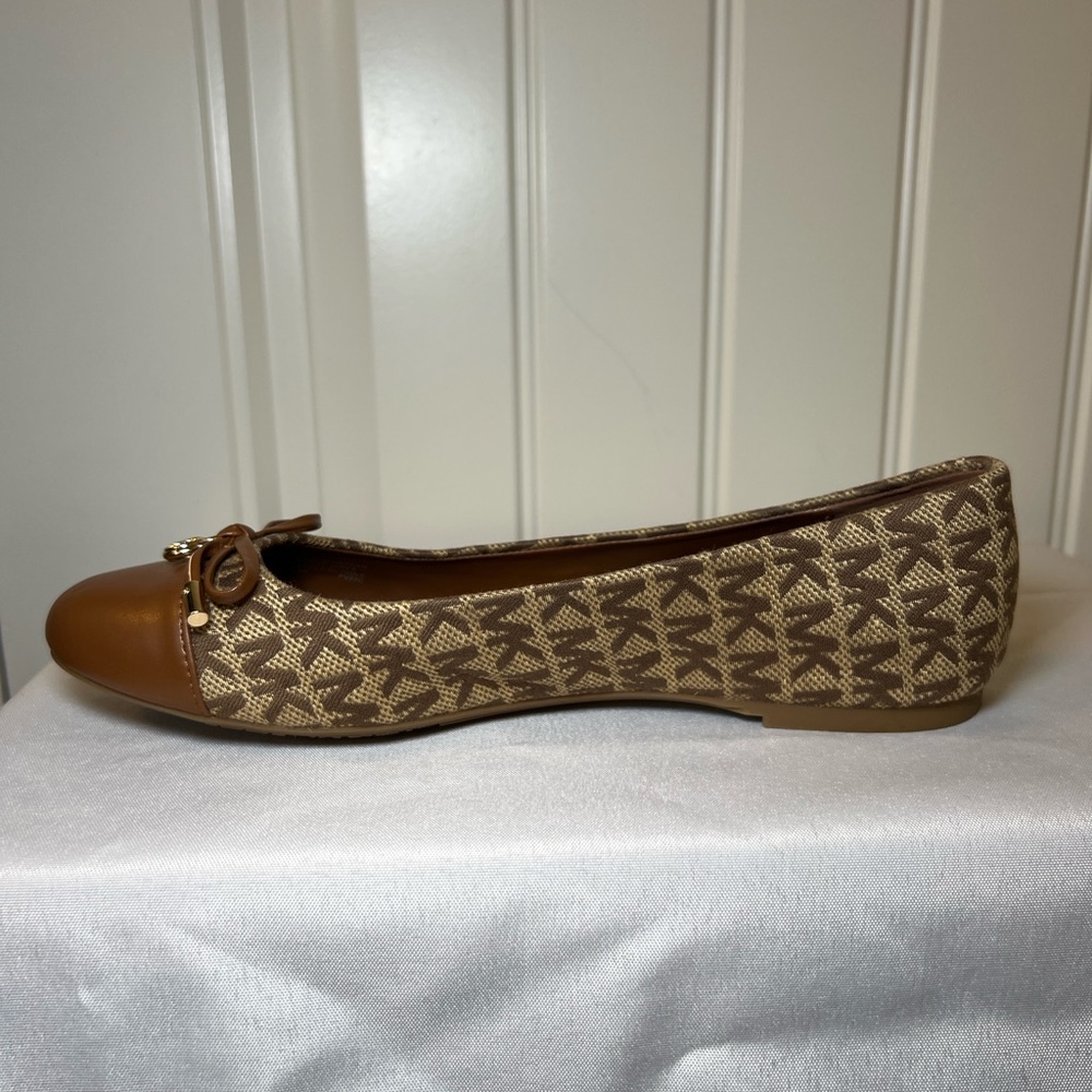 Michael Kors Women’s Brown and Tan MK Logo Ballet Flats Bow Size 8.5‎ - Picture 7 of 12